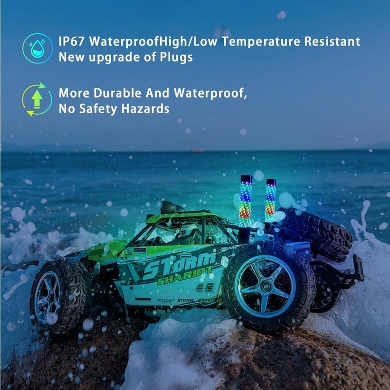 cezelux 1 Pack 3FT Fat Whip Lights, LED Whip Lights with App & Remote Control, Spiral RGB Chasing Lighted Antenna Whips with Rocket Switch, ATV Stick Fat Whips for Can-Am SXS Truck RZR UTV Can-Am X3 Off-Road - Image 4